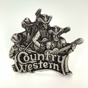 Country Western Belt Buckle Brass Bergamot Brass Works Heavy 1981 Vtg Made USA